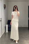 SWAYING 24 Early Autumn Silk Round Neck Short Sleeve Top T-shirt SW-SW24PF1T21-BAI White 820682343252